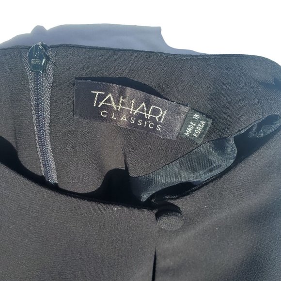 Tahari Classics Black Lined Keyhole Neck Sleeveless Front Slit Midi Dress Size 2 - Picture 14 of 15